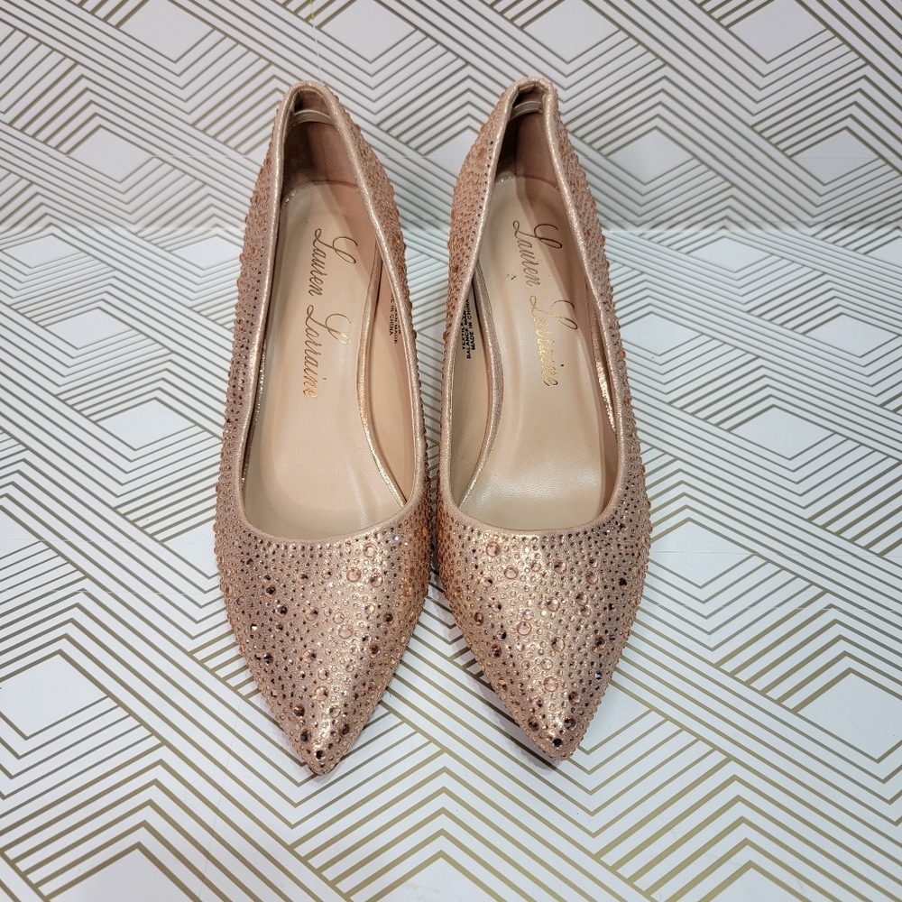 Lauren Lorraine Sparkling Rose Gold Heels - Picture 2 of 9